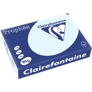 Clairefontaine, Trophée Clairefontaine Farbiges Kopier-/ Druckerpapier A4 80 g/m² Hellblau 500 Blatt, Clairefontaine Kopierpapier Trophée A4, 80 g/m², Pastellblau, 500 Blatt