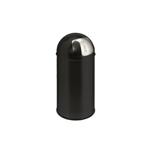 undefined, Push-Abfallsammler BULLET PUSH, Stahlblech Volumen 40 l, HxØ 740 x 340 mm tiefschwarz, Abfalleimer EKO Schwarz 34 x 74 cm