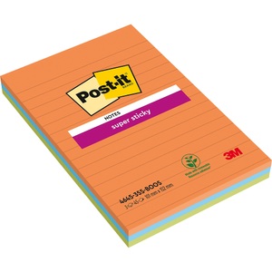 POST-IT, POST-IT Block Super Sticky 101x152mm 46453SSAN 3-farbig ass., liniert, POST-IT Block Super Sticky 101x152mm 46453SSAN 3-farbig ass., liniert 45 Bl.