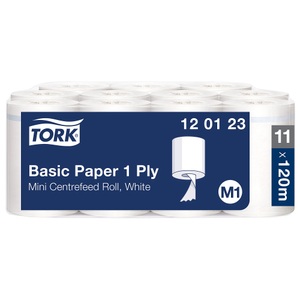 undefined, Papierrolle VE 11 Stk Tissue weiß, 1-lagig, unperforiert, Tork Advanced Recycelt 100% Wischtücher M1 1-lagig 120123 11 Rollen à 310 Blatt