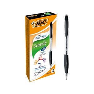 Bic, BIC Kugelschreiber Atlantis Classic 0.4 mm Schwarz 12 Stück, BIC Kugelschreiber Atlantis Classic 0.32 mm, Schwarz, 12 Stück