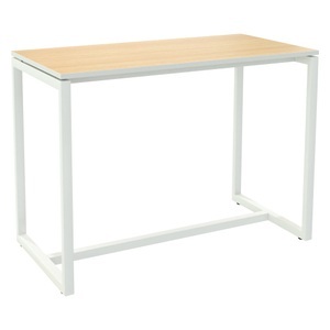 Paperflow, Paperflow Rechteckiger Stehtisch mit buchefarbener Melaminplatte und weißem Gestell easyDesk 1500 x 750 x 1100mmm, Paperflow Rechteckiger Stehtisch mit buchefarbener Melaminplatte und weißem Gestell easyDesk 1500 x 750 x 1100mmm