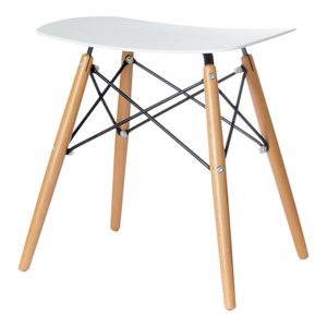 undefined, Hocker SKOLL Beine Massivholz Buche Sitzfläche weiß, Hocker Paperflow Skoll, B 470 x T 350 x H 480 mm, pflegeleichte Polypropylen-Sitzschale weiss
