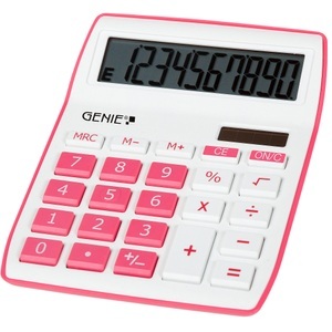 Genie, GENIE Tischrechner 840 P 10 -stelliges Display 30 x 106 mm Pink, GENIE Tischrechner 840 P 10 -stelliges Display 30 x 106 mm Pink