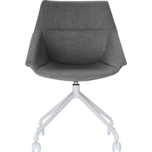 Paperflow, Paperflow Besucherstuhl mit Armlehne LUGE Anthrazit, Weiss 2 Stück, Schalenstuhl Luge, 2er-Set, B 555 x T 580 x H 840 mm, um 360° drehbar, Rollen, gepolstert, Polypropylen & Stahl lackiert, anthr./weiß