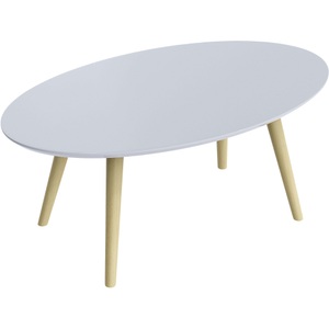 Paperflow, Paperflow Empfangstisch mit weiss lackierter MDF-Platte und 4 Buche-Beinen Scandi 850 x 500 x 350 mm, Beistelltisch SCANDI, oval, 4-Fuss Gestell aus Massivholz, B 850 x T 500 x H 350 mm, weiss /Buche
