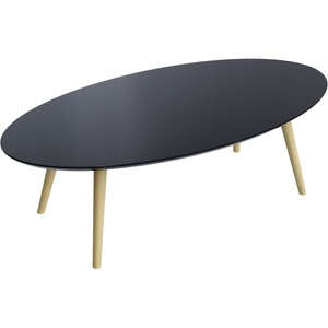 Paperflow, Paperflow Empfangstisch mit schwarz lackierter MDF-Platte und 4 Buche-Beinen Scandi 1150 x 600 x 350 mm, Beistelltisch SCANDI, oval, 4-Fuß Gestell aus Massivholz, B 1150 x T 600 x H 350 mm, schwarz/Buche