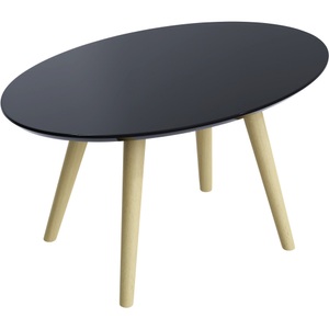Paperflow, Paperflow Empfangstisch mit schwarz lackierter MDF-Platte und 4 Buche-Beinen Scandi 650 x 400 x 350 mm, Beistelltisch SCANDI, oval, 4-Fuss Gestell aus Massivholz, B 650 x T 400 x H 350 mm, schwarz/Buche