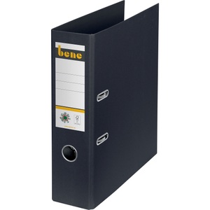 Bene, Bene No.1 Power Ordner A4 80 mm Schwarz Pappkarton Hochformat Kohlenstoffneutral, Recyclingkarton 100%, Bene No.1 Power Ordner A4 80 mm Schwarz 2 Ringe 301400 Pappkarton Hochformat
