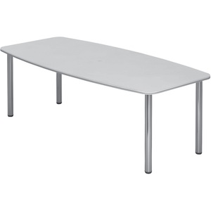 undefined, Konferenztisch Gestellvariante Rundrohrbeine, für 8 Personen weiß, Hammerbacher Konferenztisch Silber, Weiß Chrom, Melaminharzbeschichtete Spanplatte KT22C 2.200 x 1.050 x 740 mm