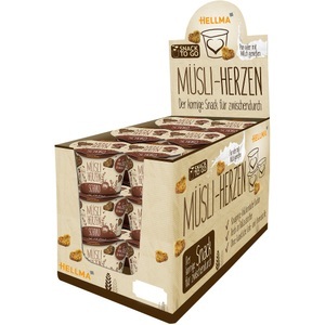 Hellma, HELLMA Vegane Schoko Müsli Herzen Packung mit 18 Stück, HELLMA Vegane Schoko Müsli Herzen Packung mit 18 Stück