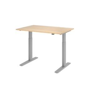undefined, UPLINER-K - Schreibtisch, elektrisch höhenverstellbar 700 - 1200 mm, BxT 1200 x 800 mm Platte Eiche-Dekor, Hammerbacher Sitz-Stehschreibtisch VXMKA12/E/S Eiche 1200 x 800 mm