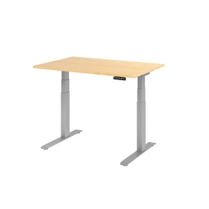 undefined, UPLINER-K - Schreibtisch, elektrisch höhenverstellbar 640 - 1290 mm, BxT 1200 x 800 mm Platte Ahorn-Dekor, Hammerbacher Sitz-Stehschreibtisch VXDKB12/3/S Ahorn 1200 x 800 mm