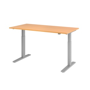undefined, UPLINER-K - Schreibtisch, elektrisch höhenverstellbar 700 - 1200 mm, BxT 1600 x 800 mm Platte Buche-Dekor, Hammerbacher Sitz-Stehschreibtisch VXMKA16/6/S Buche 1600 x 800 mm