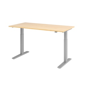 undefined, UPLINER-K - Schreibtisch, elektrisch höhenverstellbar 700 - 1200 mm, BxT 1600 x 800 mm Platte Ahorn-Dekor, Hammerbacher Sitz-Stehschreibtisch VXMKA16/3/S Ahorn 1600 x 800 mm