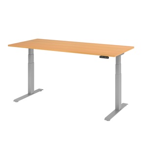 undefined, UPLINER-K - Schreibtisch, elektrisch höhenverstellbar 640 - 1290 mm, BxT 1800 x 800 mm Platte Buche-Dekor, Hammerbacher Steh-Sitz-Schreibtisch VXDKB19/6/S Buche 1800 mm x 800 mm