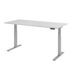 undefined, UPLINER-K - Schreibtisch, elektrisch höhenverstellbar 640 - 1290 mm, BxT 1800 x 800 mm Platte lichtgrau, Hammerbacher Sitz-Stehschreibtisch VXDKB19/5/S Grau 1800 x 800 mm