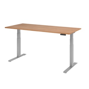 undefined, UPLINER-K - Schreibtisch, elektrisch höhenverstellbar 640 - 1290 mm, BxT 1800 x 800 mm Platte Nussbaum-Dekor, Hammerbacher Steh-Sitz-Schreibtisch VXDKB19/N/S Walnuss 1800 mm x 800 mm