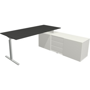 Kerkmann, Kerkmann Schreibtisch Form 2 L-Form Silber 740 mm, Kerkmann Schreibtisch Form 2 L-Form Silber 740 mm