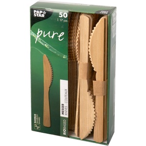 PAPSTAR, PAPSTAR Bambuslöffel pure 88029 Bambus 50 Stück, PAPSTAR Bambusmesser pure 88031 Bambus 50 Stück