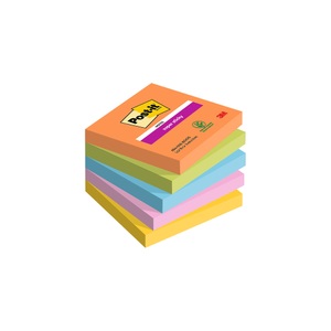 POST-IT, Post-it Super-Haftnotizen 76 x 76 mm Sortiert 90 Blatt 5 Stück, POST-IT Super Sticky Boost 76x76mm 654-5SS-BOOS 5-farbig 5x90 Blatt