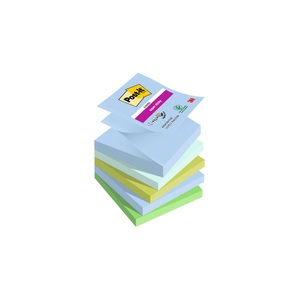 POST-IT, Post-it Super Sticky Z-Notes 76 x 76 mm Blau, Grün Kariert Einfarbig 5 Blöcke mit 90 Blatt, Post-it Notizzettel Super Sticky Oasis Collection 76 x 76 mm