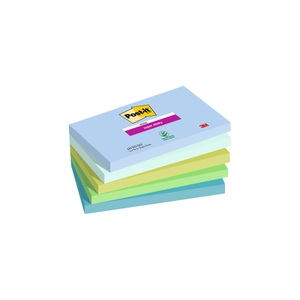 POST-IT, Post-it Super Haftnotizen 76 x 127 mm Blau, Grün Rechteckig Einfarbig 5 Blöcke mit 90 Blatt, Post-it Notizzettel Super Sticky Oasis Collection 127 x 76 mm