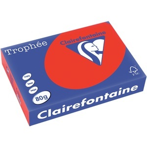 Clairefontaine, Clairefontaine 8175C Farbiges Kopier-/ Druckerpapier DIN A4 80 g/m² Korallenrot 500 Blatt, Clairefontaine Kopierpapier Trophée A4, 80 g/m², Korallenrot, 500 Blatt