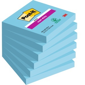 POST-IT, Post-it Super Sticky Haftnotizen 76 x 76 mm Ultrablau 6 Blöcke à 90 Blatt, Post-it Super Sticky Haftnotizen 76 x 76 mm Blau Quadratisch 6 Stück à 90 Blatt