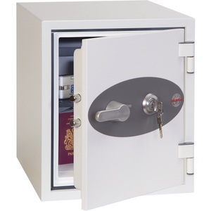 Phoenix, Phoenix Feuerschutztresor FS1282K Weiss 350 x 430 x 410 mm, Feuerschutzschrank FS 1282 K, Schlüsselschloss, Stahl, signalweiß RAL 9003