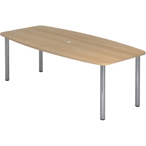 Hammerbacher, Hammerbacher Konferenztisch KT22C Eiche 2.200 x 1.050 x 740 mm, Hammerbacher Konferenztisch Eiche, Silber Chrom, Melaminharzbeschichtete Spanplatte KT22C 2.200 x 1.050 x 740 mm