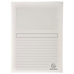 Exacompta, Exacompta Fenstermappen Forever DIN A4 Weiß Recyclingkarton 100 Stück, Exacompta Forever Ordnungsmappen DIN A4 Weiß Manila Recycelt 100% 130 g/m² 100 Stück