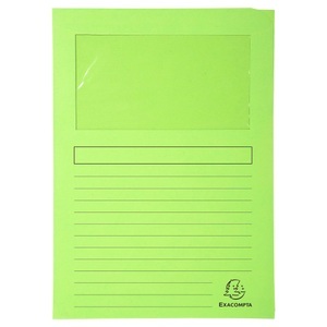Exacompta, Exacompta Fenstermappen Forever DIN A4 Giftgrün Recyclingkarton 100 Stück, Exacompta Forever Ordnungsmappe DIN A4 Hellgrün Manila Recycelt 100% 130 g/m² 100 Stück