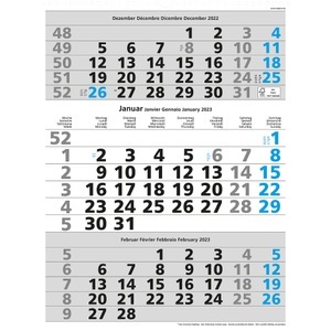 Simplex, SIMPLEX 3-Monats-Wandkalender 2022 970006.22 310x400mm,blau, 