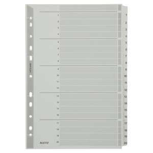 Leitz, Leitz Register 4326 DIN A4 Weiß 20-teilig 11-fach Karton 1 bis 20, Leitz Register 4326 DIN A4 Weiß 20-teilig 11-fach Karton 1 bis 20