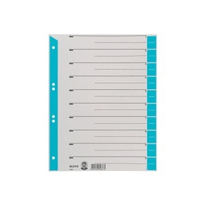 Leitz, Leitz Trennblatt 16520030 DIN A4 230 g Karton hellblau, Leitz 1 bis 10 Register DIN A4 Überbreite Blau Hellblau 1-teilig Pappkarton 6 Löcher 1652 100 Stück