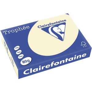 Clairefontaine, Trophée Clairefontaine Farbiges Kopier-/ Druckerpapier DIN A4 80 g/m² Cremefarben 500 Blatt, Clairefontaine Kopierpapier Trophée A4, 80 g/m², Hellchamois, 500 Blatt