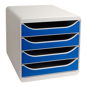Exacompta, Exacompta Schubladenbox Big Box Polystyrol Lichtgrau, Blau 27,8 x 34,7 x 26,7 cm, 