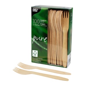 PAPSTAR, PAPSTAR Gabeln Pure Braun 100 Stück