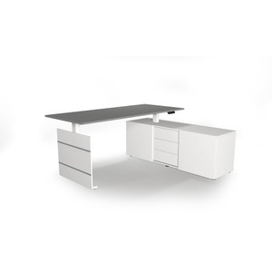 Kerkmann, Kerkmann Move 3 Sitz-Stehschreibtisch 180x80x72-120cm mit Sideboard mit sideboard 160x50x58cm grafit
