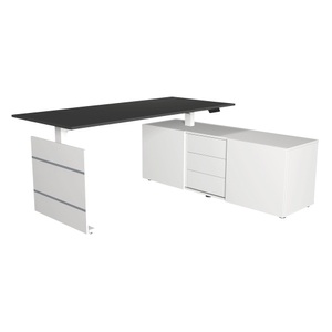 Kerkmann, Move 3 - Schreibtisch mit Sideboard - Steh-/Sitztisch 180x80x72-120cm mit sideboard 160x50x58cm anthrazit