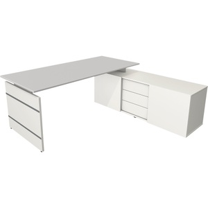 Kerkmann, Kerkmann Schreibtisch Form 4 L-Förmig Weiss 1950 x 1770 x 740 mm