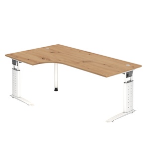 Hammerbacher Schreibtisch US82 200X120CM Eiche, Weiß