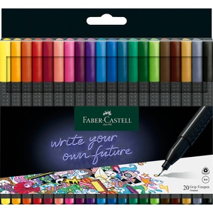 Faber-Castell Fineliner Grip 151620 Mehrfarbig Grau 20 Stück