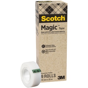 Scotch, Sparset Scotch® Klebeband „Magic Tape: A Greener Choice”, 9 Rollen, L 33 m x B 19 mm, Ø 26 mm, Scotch Magic Tape 900, 19mm x 33m, transparent, 900-9, (9 Rollen)