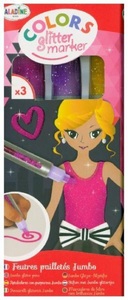 undefined, 3 Glitzer Filzstifte Fashion, 
