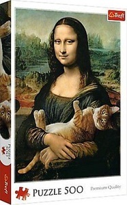 Trefl, Mona Lisa mit schnurrender Katze (Puzzle), Trefl - Puzzle - Mona Lisa und Katze, 500 Teile