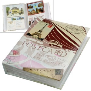 undefined, Post- und Ansichtskartenalbum Retro-Design, für bis zu 200 Karten, Postkartensammelalbum RETRO. Mit 50 Folienblättern. Gebunden. Format ca. 19 x 24 x 5,5 cm