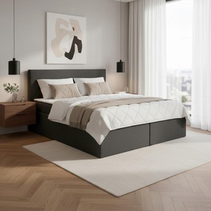 Bessagi Home, Boxspringbett LUCY2 dunkelgrau ca. 180x200cm inkl. Topper