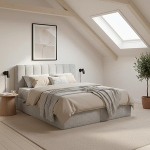 Bessagi Home, Boxbett Mala ca. 180x200 cm Hellgrau mit Topper